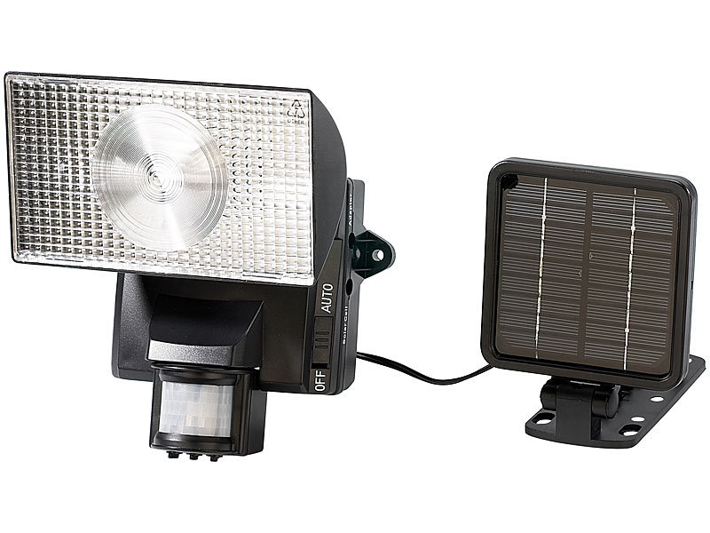 Lunartec Solar-Halogenstrahler mit Bewegungsmelder (refurbished); LED Solar-Wegeleuchten 