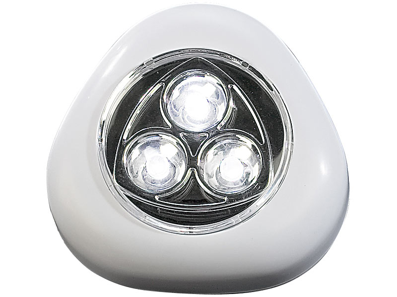 Lunartec "Stick & Push" Light mit 3 weißen LEDs (weiß); LED Steckdosen-Nachtlicht, LED Lichtleiste mit Bewegungsmelder LED Steckdosen-Nachtlicht, LED Lichtleiste mit Bewegungsmelder LED Steckdosen-Nachtlicht, LED Lichtleiste mit Bewegungsmelder 