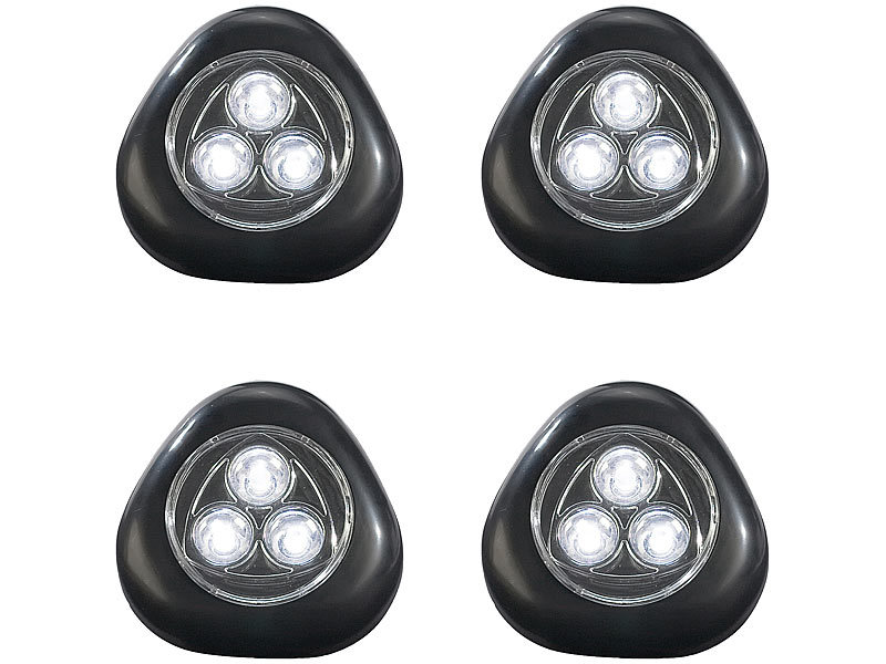 Lunartec "Stick & Push" Light schwarz 4er-Set; LED Steckdosen-Nachtlicht, LED Lichtleiste mit Bewegungsmelder LED Steckdosen-Nachtlicht, LED Lichtleiste mit Bewegungsmelder LED Steckdosen-Nachtlicht, LED Lichtleiste mit Bewegungsmelder 