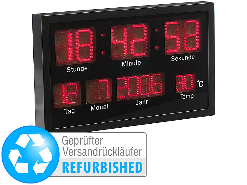 ; LED-Funk-Wanduhren mit Temperaturanzeigen LED-Funk-Wanduhren mit Temperaturanzeigen LED-Funk-Wanduhren mit Temperaturanzeigen 