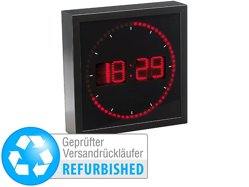 ; LED-Funk-Wanduhren mit Temperaturanzeigen 