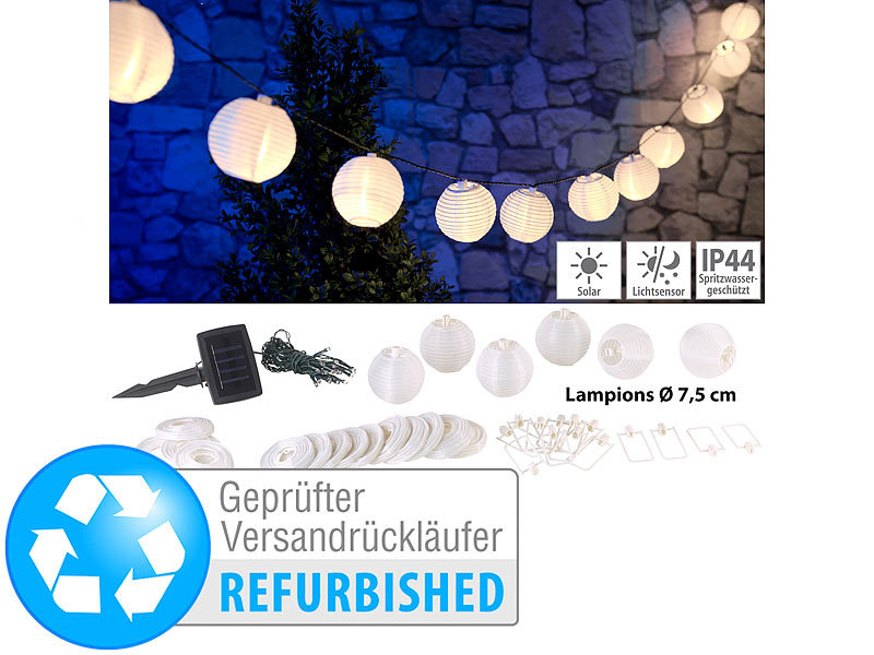 ; LED-Solar-Lichterketten (warmweiß) 