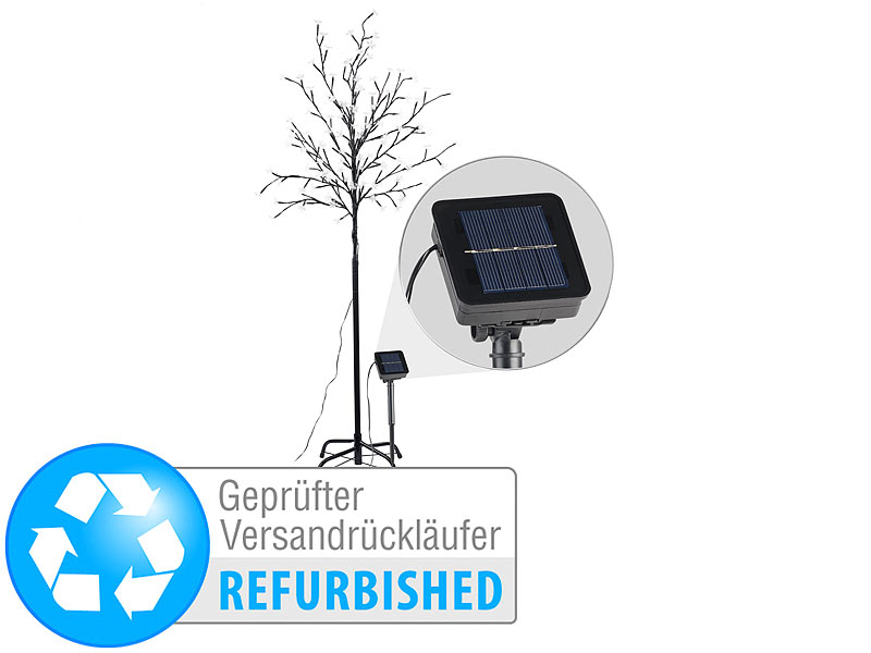 Lunartec XL-Solar-LED-Lichterbaum mit 200 beleuchteten Knospen, 150cm, IP44