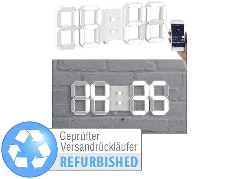 LED-Wanduhr Rot 36x15cm Segment LED-Anzeige I Zeit Datum Temperatur  Alarmfunktion I Digitale Küchenuhr Bürouhr Wohnzimmer-Wanduhr I LED-Fashion  Berlin