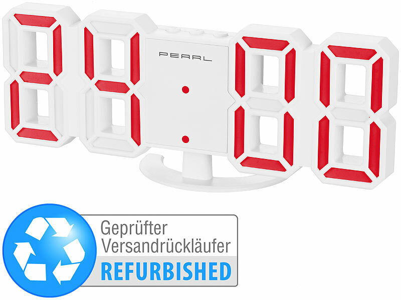 ; LED-Funk-Wanduhren mit Temperaturanzeigen, 3D-Wand- und Tischuhren mit 7-Segment-LED-Anzeigen 