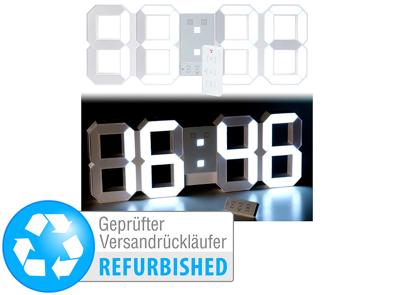 ; LED-Funk-Wanduhren mit Temperaturanzeigen LED-Funk-Wanduhren mit Temperaturanzeigen 