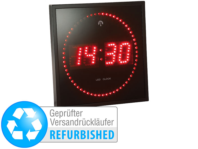 ; LED-Funk-Wanduhren mit Temperaturanzeigen 