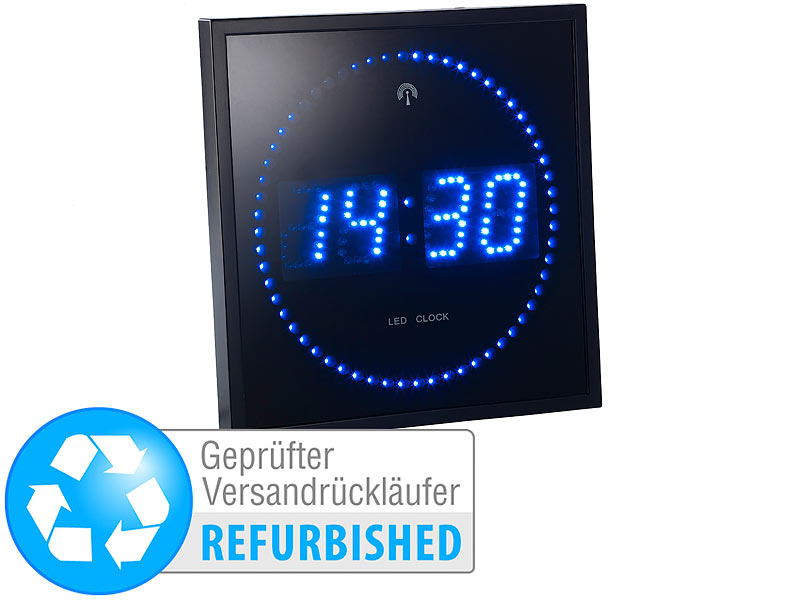 ; LED-Funk-Wanduhren mit Temperaturanzeigen, 3D-Wand- und Tischuhren mit 7-Segment-LED-Anzeigen LED-Funk-Wanduhren mit Temperaturanzeigen, 3D-Wand- und Tischuhren mit 7-Segment-LED-Anzeigen 