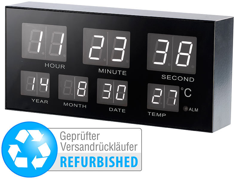 ; LED-Funk-Wanduhren mit Temperaturanzeigen 