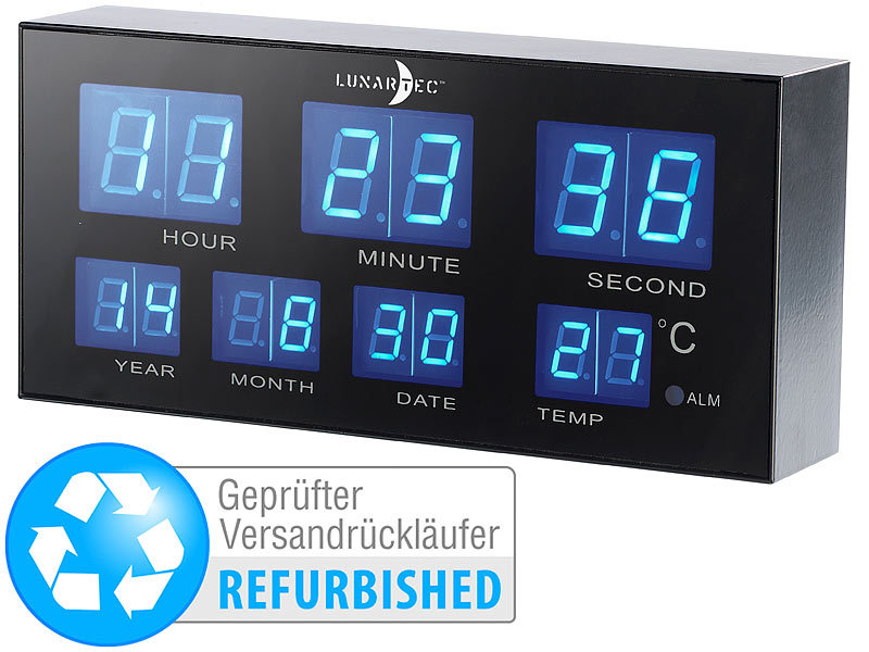 ; LED-Funk-Wanduhren mit Temperaturanzeigen 