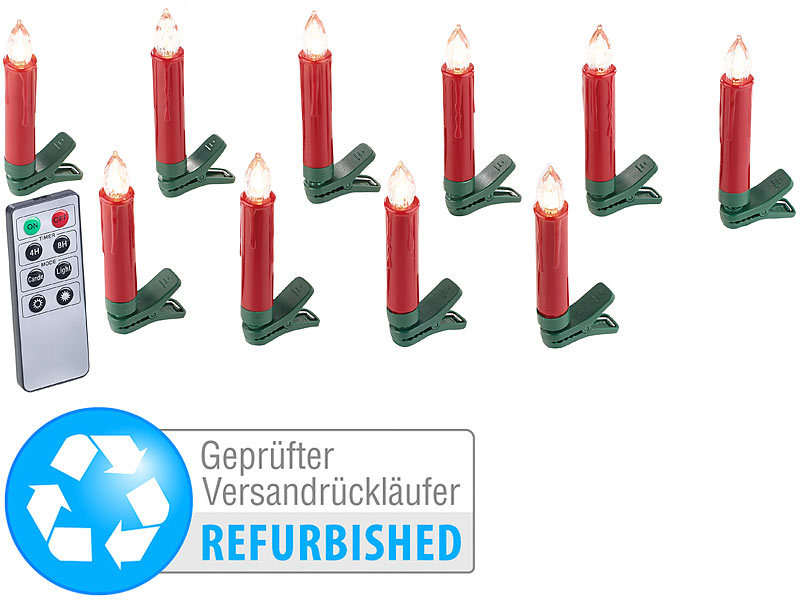 ; Kabellose LED-Weihnachtsbaumkerzen mit Fernbedienung 