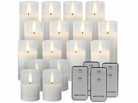 Lunartec Tischdeko Kerzen, Glaskerzen, LED Windlichter Glas