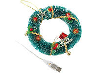 Lunartec USB-Adventkranz mit bunten LEDs; LED Weihnachtsbaumkugeln 