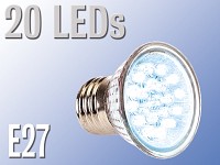 Lunartec LED-Strahler, 20 LEDs, blau, E27 (230V)