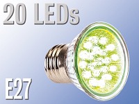 Lunartec LED-Strahler, 20 LEDs, grün, E27 (230V)