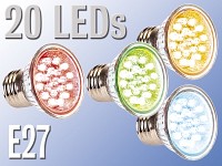 Lunartec LED-Strahler, 20 LEDs, 4-Farben Pack, E27 (230V)