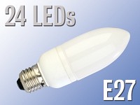 Lunartec LED-Lampe Candle, 24 LEDs, kaltweiß, E27 (230V)