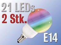 Lunartec LED-Lampe Classic, 21 LEDs, Farbwechsler 7-farbig, E14 (230V) 2 St.