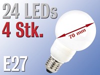 Lunartec LED-Lampe Classic, 24 LEDs, kaltweiß, E27 (230V) 4er Pack