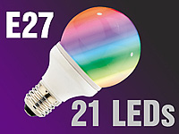 Lunartec LED-Lampe Classic, 21 LEDs, Farbwechsler 7-farbig, E27 (230V)
