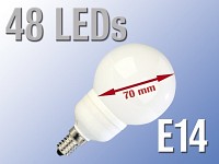 Lunartec LED-Lampe Classic, 48 LEDs, warmweiß, E14 (230V)