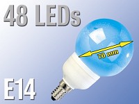 Lunartec LED-Lampe Classic, 48 LEDs, blau, E14 (230V)