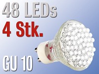Lunartec LED-Strahler, 48 LEDs, warmweiß, GU 10 (230V) 4er Pack