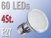 Lunartec LED PAR38-Reflektor, 60 LEDs, kaltweiß (5800K), E27 (230V) 4er-Pack