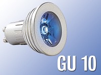 Lunartec High-Power LED-Strahler, 3W LED, blau, GU 10 (230V)