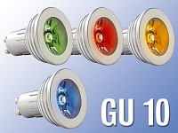 Lunartec High-Power LED-Strahler, 3W LED, 4-Farben Pack, GU 10 (230V)