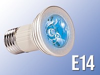 Lunartec High-Power LED-Strahler, 3W LED, blau, E14 (230V)
