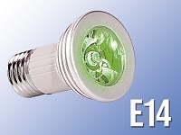 Lunartec High-Power LED-Strahler, 3W LED, grün, E14 (230V)