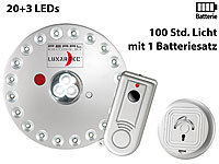 Lunartec Rundleuchte mit 20+3 LEDs, inklusive Fernbedienung; Petroleum-Sturmlaternen, LED-Batterieleuchten mit Bewegungsmelder 