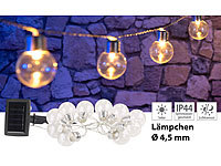 Lunartec Solar-LED-Lichterkette mit 10 LED Glühbirnen, 1,8 Meter, IP44; LED-Solar-Lichterketten (warmweiß) LED-Solar-Lichterketten (warmweiß) LED-Solar-Lichterketten (warmweiß)