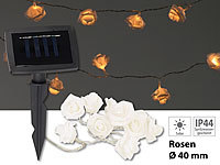 Lunartec Solar-LED-Lichterkette mit 10 weißen Rosen, warmweiß, IP44, 1 m