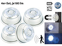 Lunartec LED-Nachtlicht mit Bewegungsmelder & Magnethalterung 4er-Set; Akku-LED-Teelicht-Sets mit Ladestation, LED-Lichtleisten mit Bewegungsmelder Akku-LED-Teelicht-Sets mit Ladestation, LED-Lichtleisten mit Bewegungsmelder Akku-LED-Teelicht-Sets mit Ladestation, LED-Lichtleisten mit Bewegungsmelder