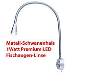 Lunartec LED-Leuchte mit Aluminium-Schwanenhals, Wandbefestigung, 1 W, 100 lm; Stehlampen Stehlampen 