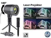 Lunartec Laserprojektor, bewegter Sternen-Regen-Lichteffekt, rot & grün, IP44
