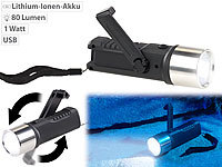 Lunartec Dynamo-LED-Taschenlampe, 80 Lumen, 1 Watt, auch per USB ladbar