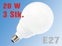 Lunartec 20 Watt Energiesparlampe Natural Sunlight Globe E27 3er-Pack