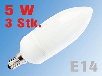 Lunartec 5 Watt Energiesparlampe Natural Sunlight Candle E14 3erPack