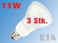 Lunartec 11W Reflektor-Energiesparlampe R63 Vollspektrum E14, 3er-Pack