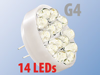 Lunartec LED-Stiftsockellampe Sockel G4 (12V), 14 LEDs warmweiß, horizontal; LED-Stiftsockel G4 