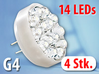 Lunartec LED-Stiftsockellampe G4 (12V), 14 LEDs kaltweiß, horizontal, 4er-Set; Stiftsockellampen 