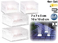 Lunartec Solar-LED-Glasbaustein 4er-Kombipack: 2x groß, 2x klein; LED-Solar-Wegeleuchten LED-Solar-Wegeleuchten 