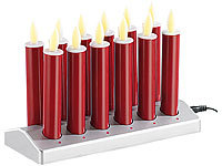 Lunartec 12 stimmungsvolle LED-Akku-Kerzen mit Edelstahl-Haltern, rot