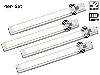Lunartec 4er-Set Schwenkbare Lichtleisten, PIR-Sensor, 9 SMD-LEDs, warmweiß; LED-Batterieleuchten mit Bewegungsmelder LED-Batterieleuchten mit Bewegungsmelder LED-Batterieleuchten mit Bewegungsmelder LED-Batterieleuchten mit Bewegungsmelder