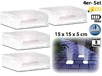 Lunartec Solar LED Glasbaustein mit Lichtsensor 15 x 15 x 5cm, 4er-Set; LED-Solar-Wegeleuchten LED-Solar-Wegeleuchten LED-Solar-Wegeleuchten 