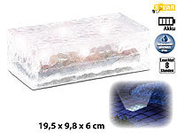 Lunartec Solar-Glasbaustein mit LED & Lichtsensor, 19,5 x 9,8 x 6 cm