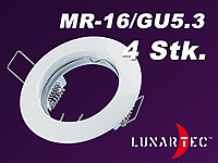 Lunartec Lampen-Einbaufassung 4er-Set mit Sockel MR-16/GU5.3, weiß; LED-Solar-Außenlampen mit PIR-Sensoren (neutralweiß) 